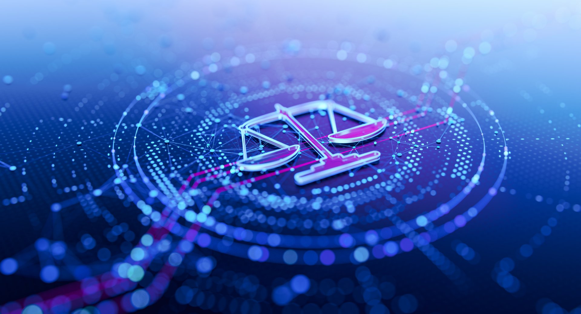 Modern Scales of Justice: Digital Icon for Legal Concepts..