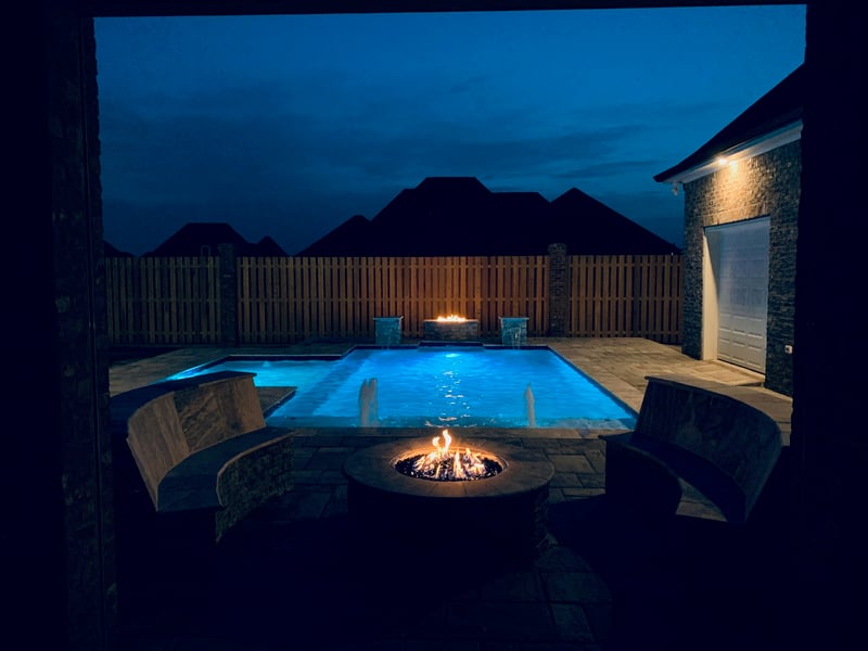 Luxury residential pool construction Houma LA - custom in-ground swimming pool with cabana