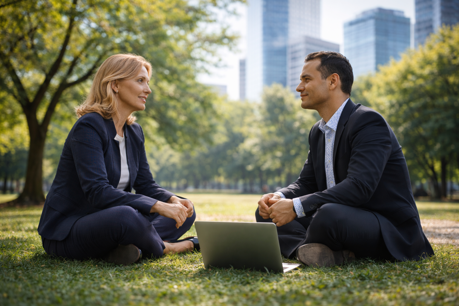 Geschäftsgespräch im Park