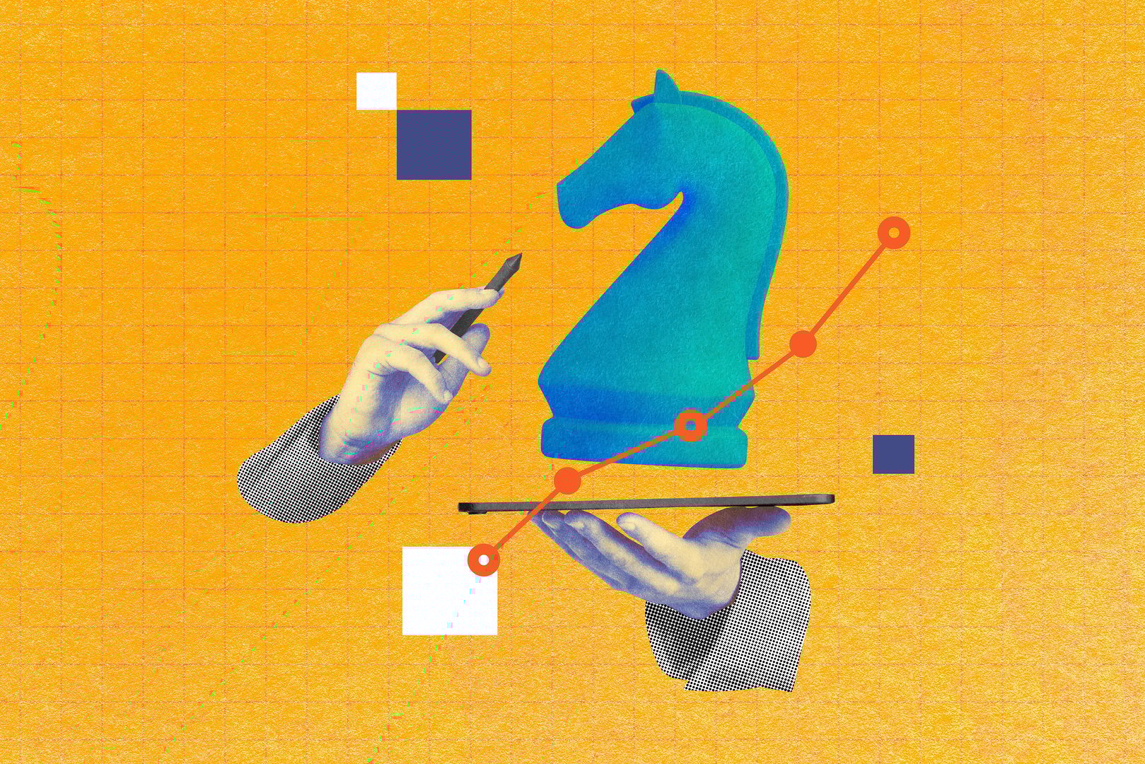 Business strategy, knight chess piece remix