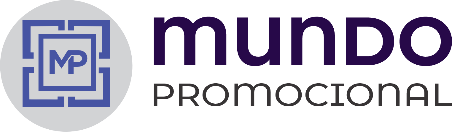 Logo of Mundo Promocional featuring a stylized MP in a square within a circle and the text mundo promocional beside it.