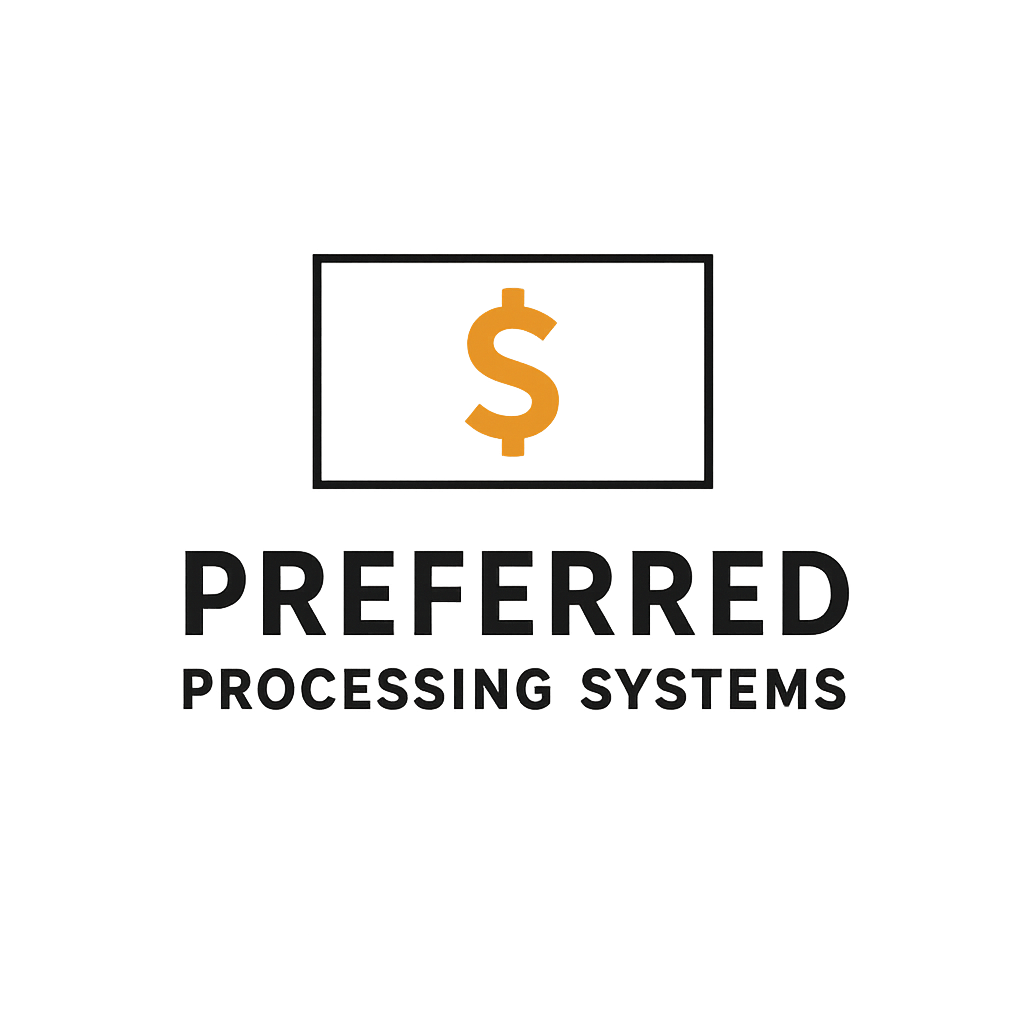Logo featuring a glowing dollar symbol above the text Preferred Processing Systems on a gray background.