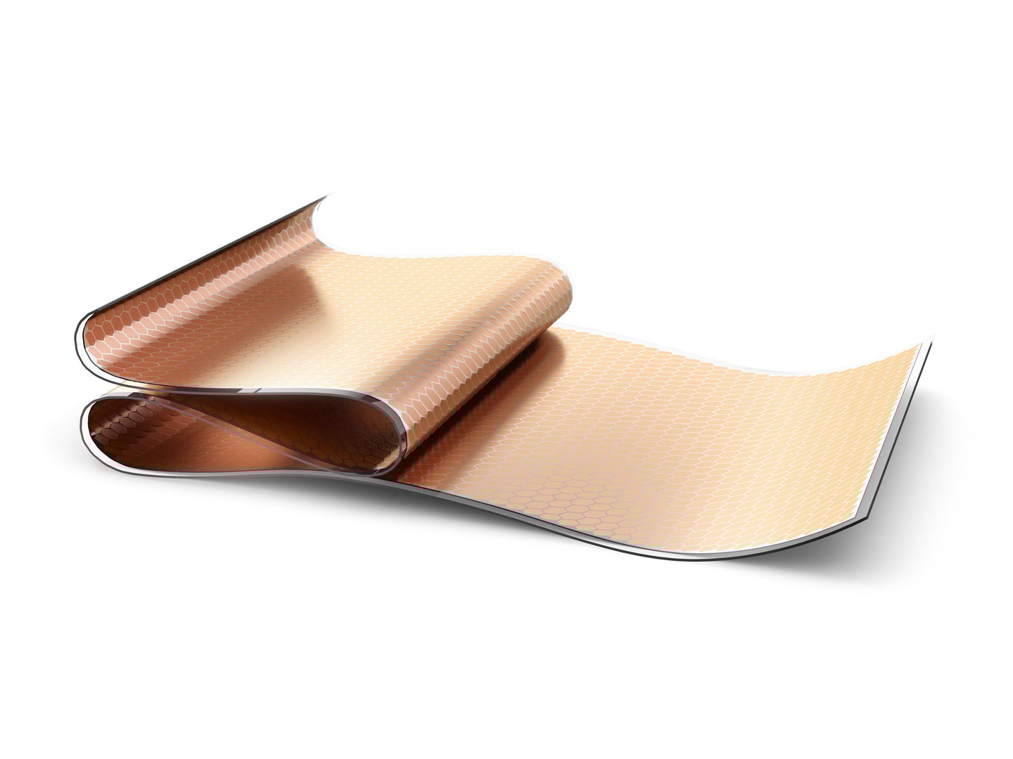 Flexible organic solar cells or panels manufactured using inkjet printing. 3D illustration isolated on white background.