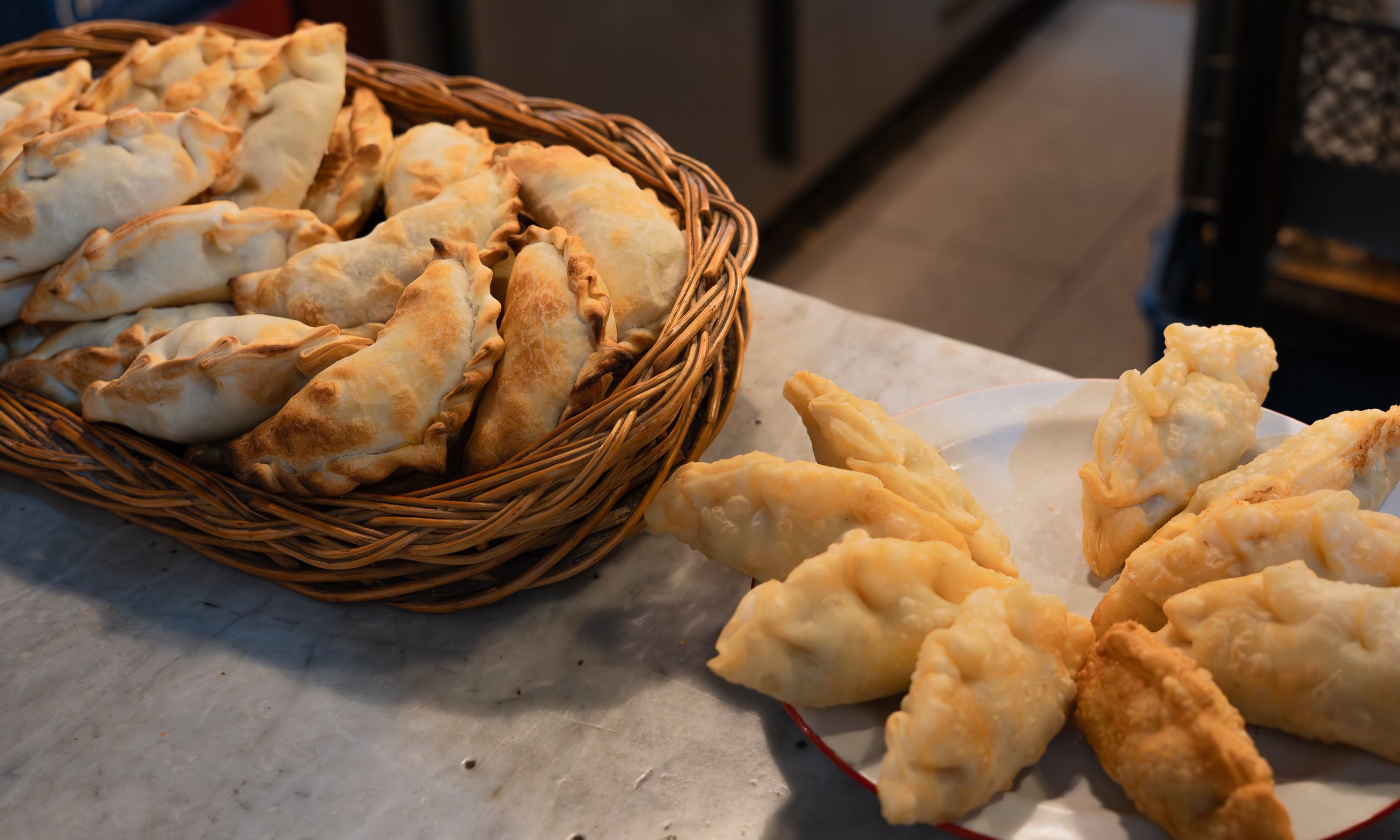 Traditional Puerto Rican empanadas in basket