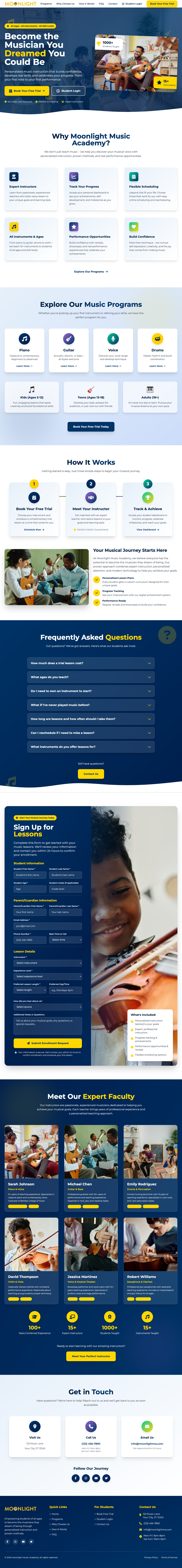 Music school website example