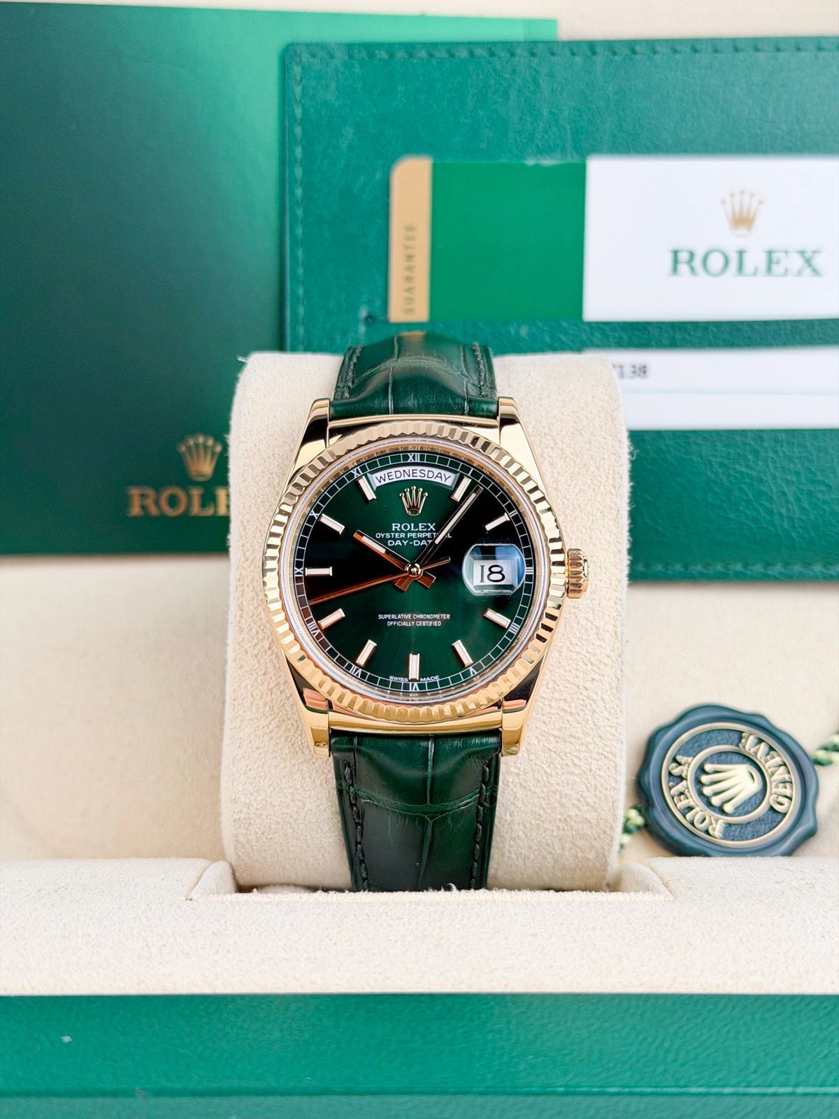 Rolex Day-Date 36mm Green Leather
