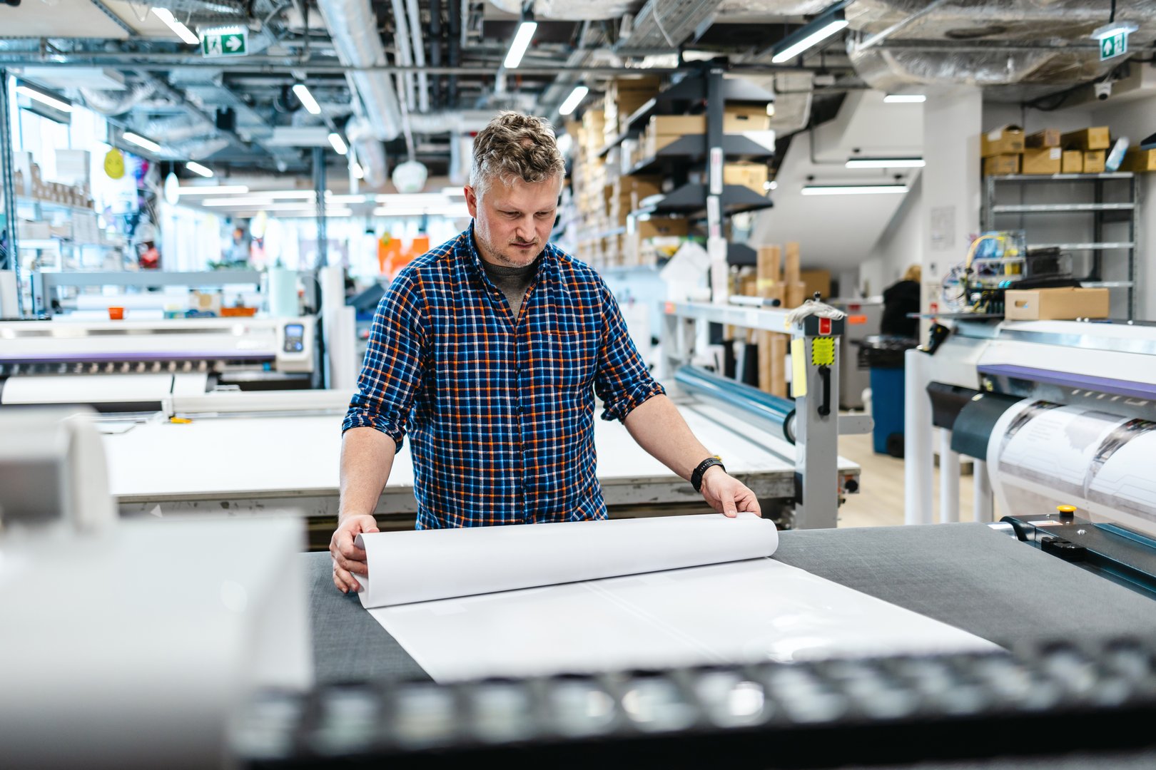 Man working in a printing factory
