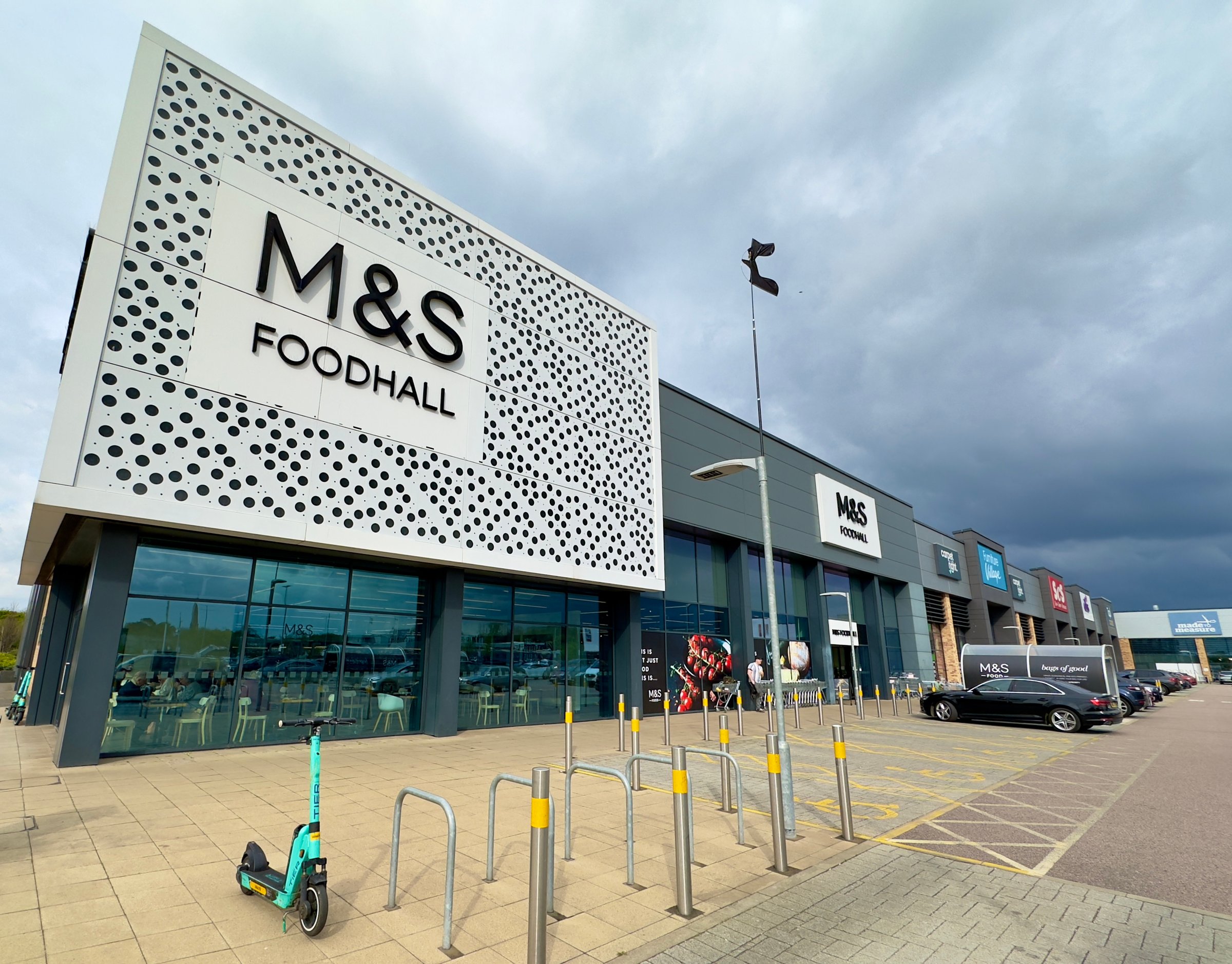 Chelmsford, UK - April 22, 2024: M&S Foodhall store at the Clock Tower Retail Park in Chelmsford, Essex, UK.