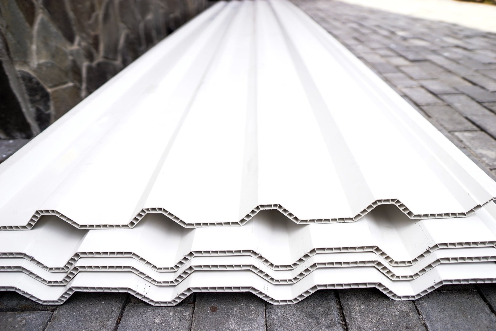 PVC corrugated hollow canopy roofing sheet. The corrugated hollow canopy roof is made from uPVC.