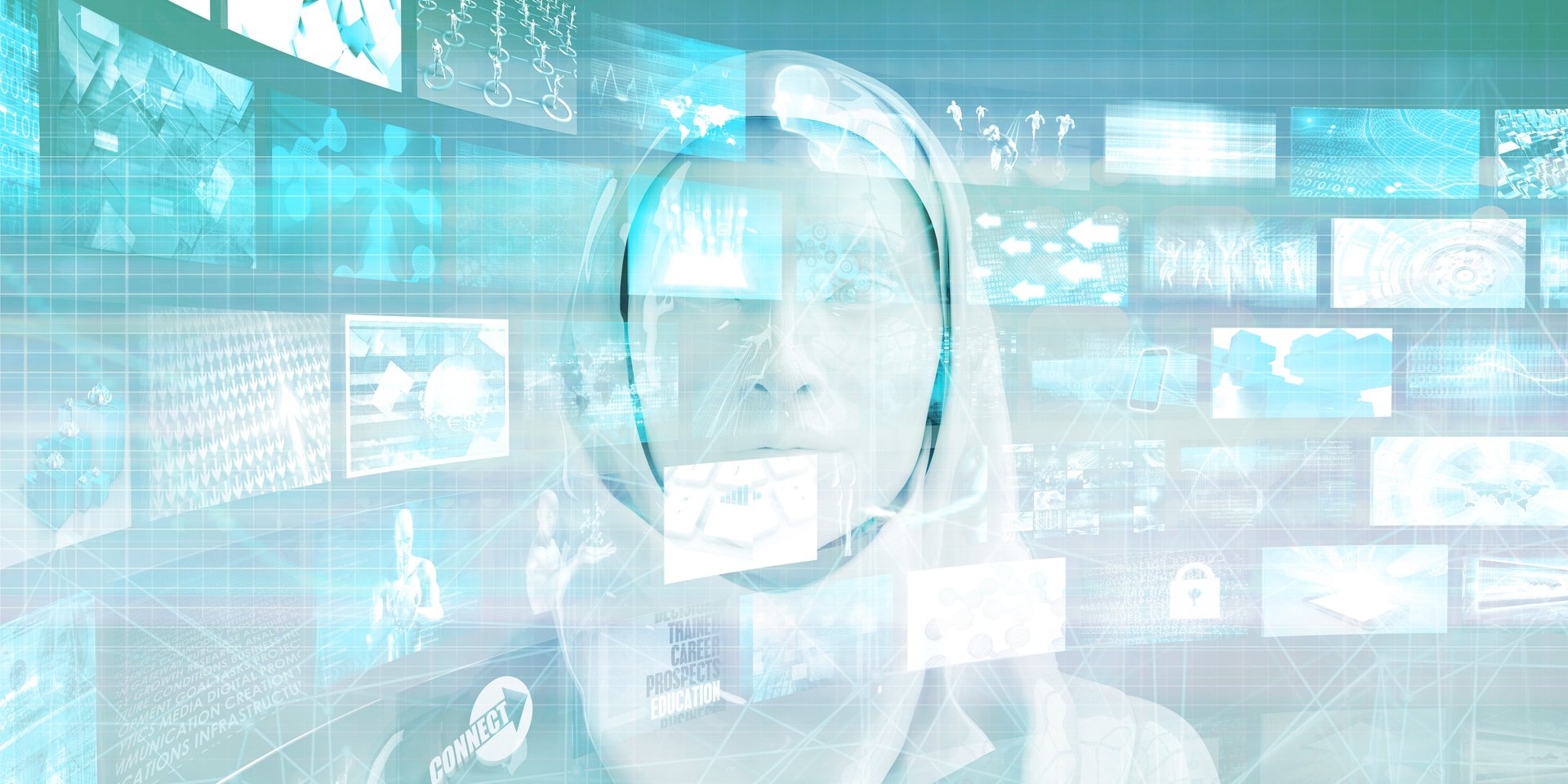 Technology Abstract with Binary Data Moving as Art