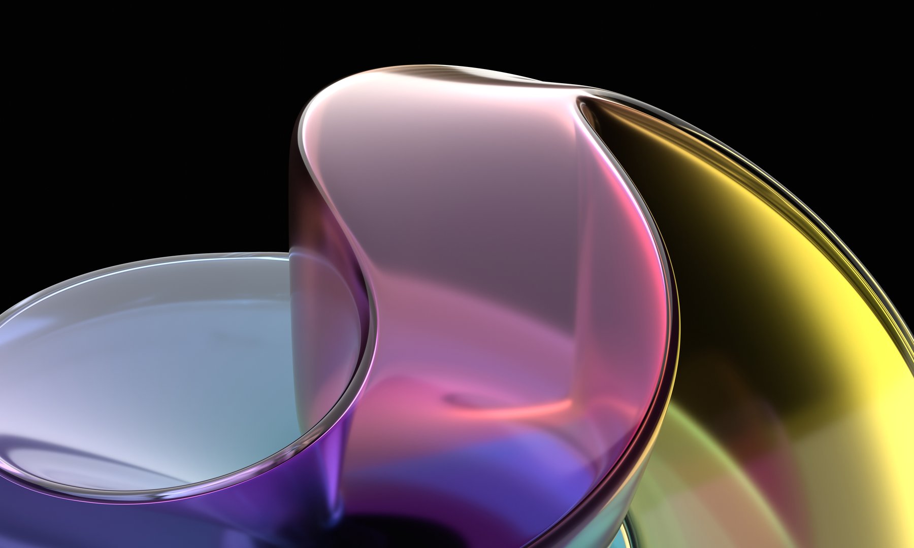 Abstract iridescent shape, 3d render