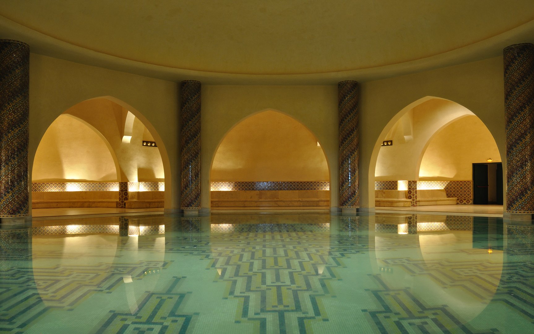 Inside of a traditional Hammam in Morocco