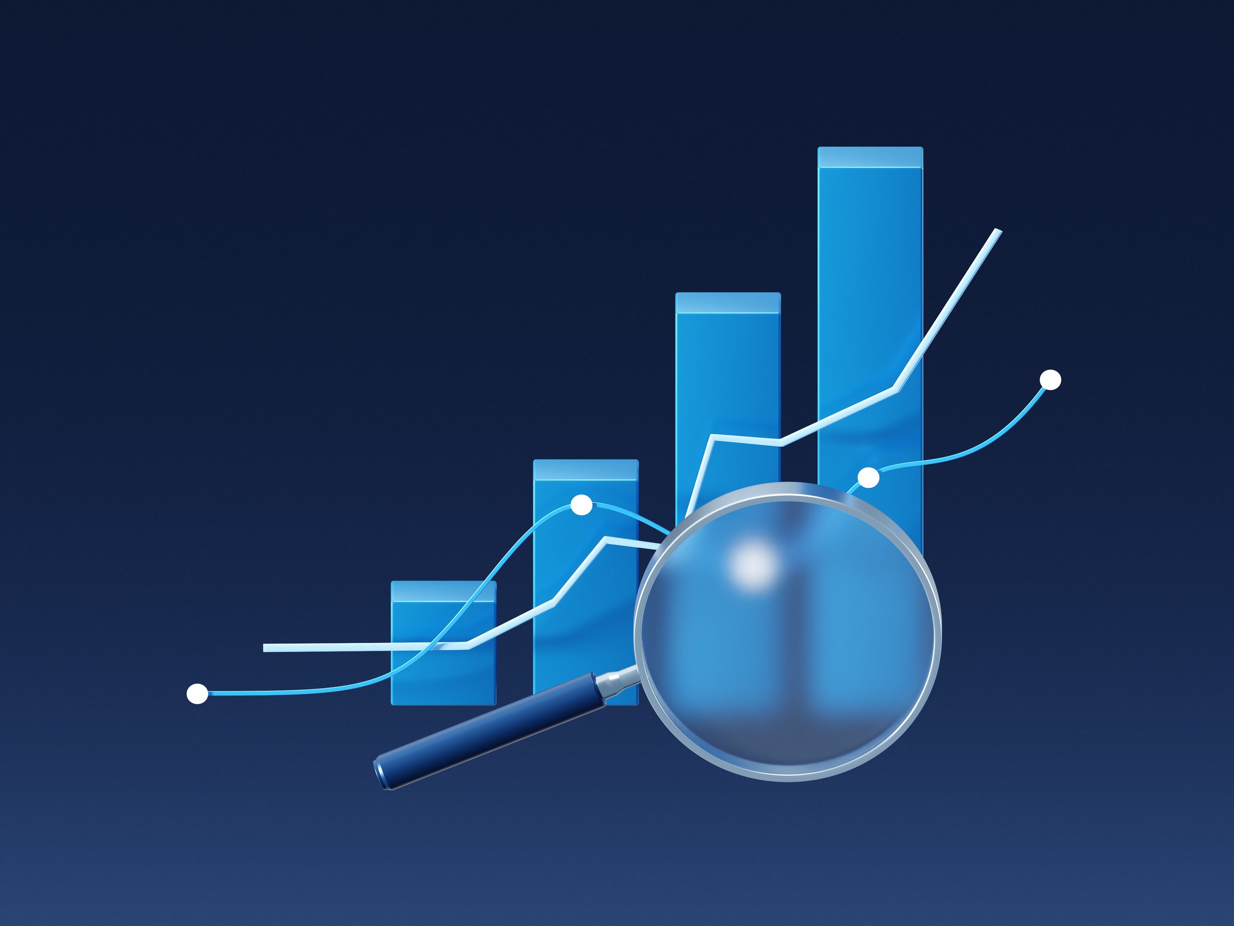 An advanced digital 3D stock market analysis featuring growth charts, financial data, and trading insights. Perfect for finance, investment, and business success presentations.