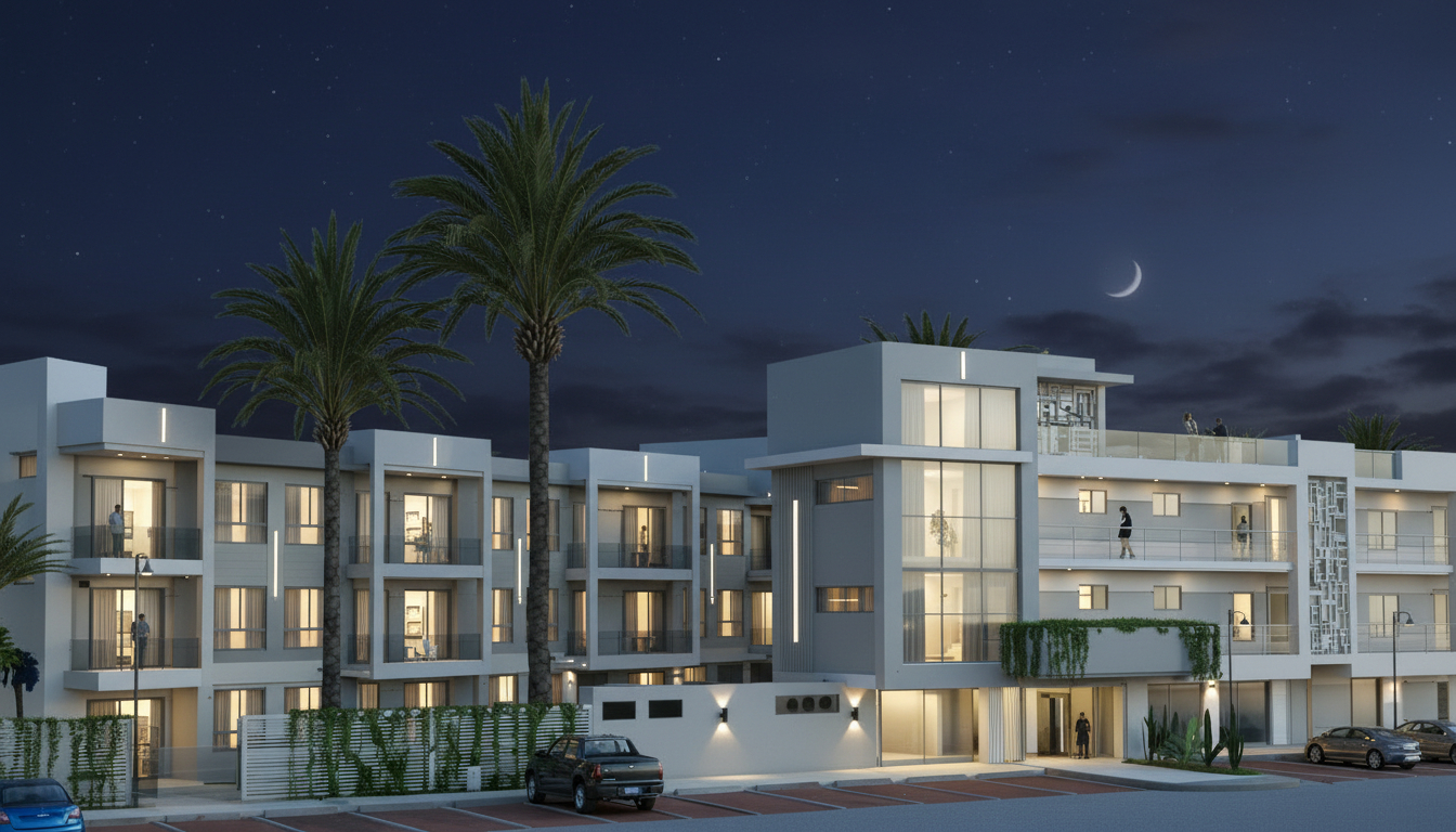 Majestic luxury apartments night view