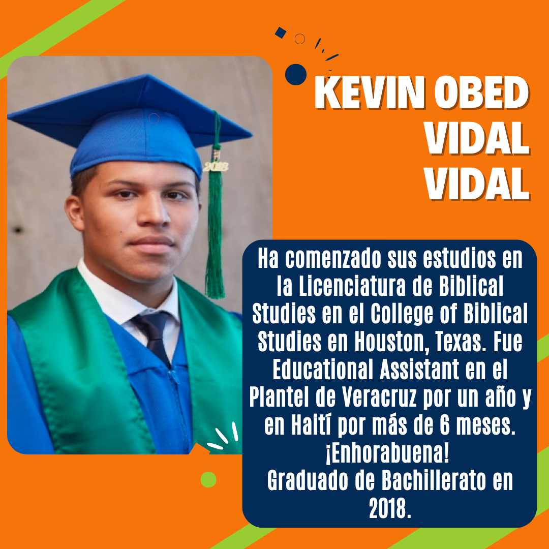 Young man in graduation cap and gown with text about his educational achievements and future studies.