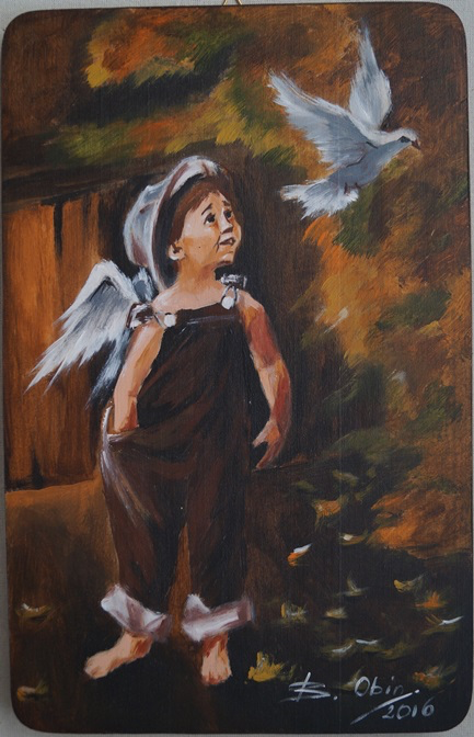 Chłopak z gołębiem