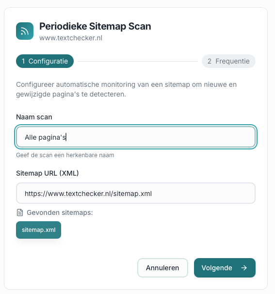 sitemap URL invullen