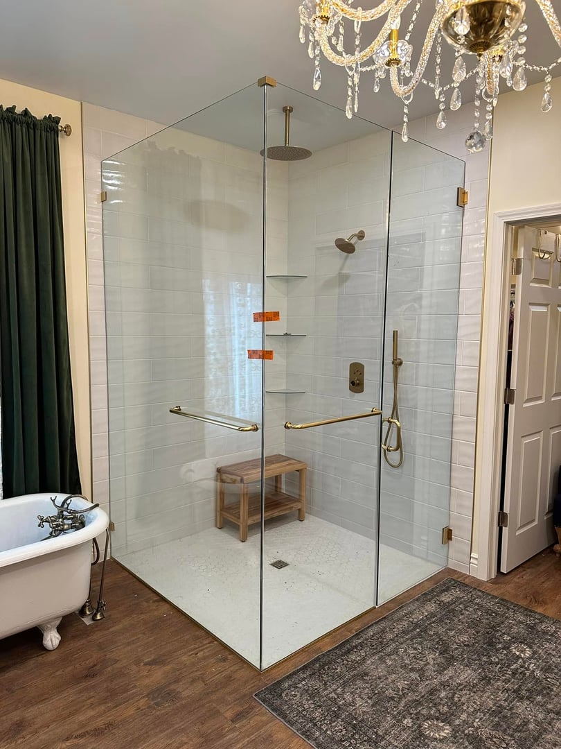 Large custom shower enclosure installation