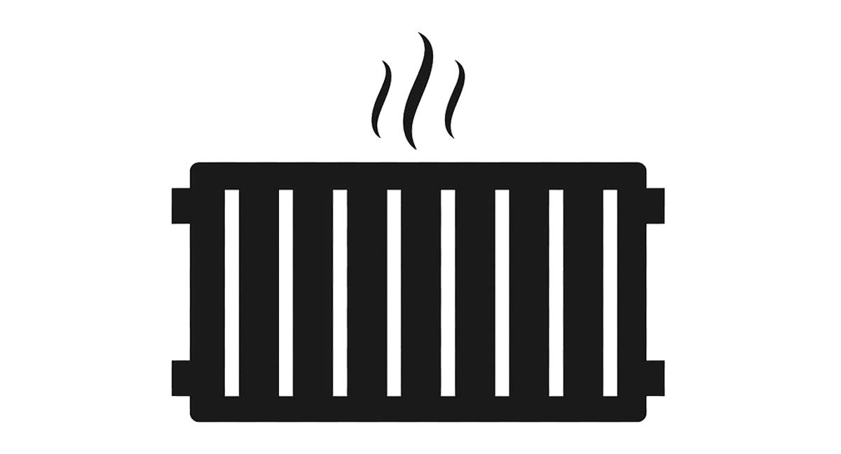 Icon of a vent with steam rising, indicating heat or air flow. The vent has vertical slats.