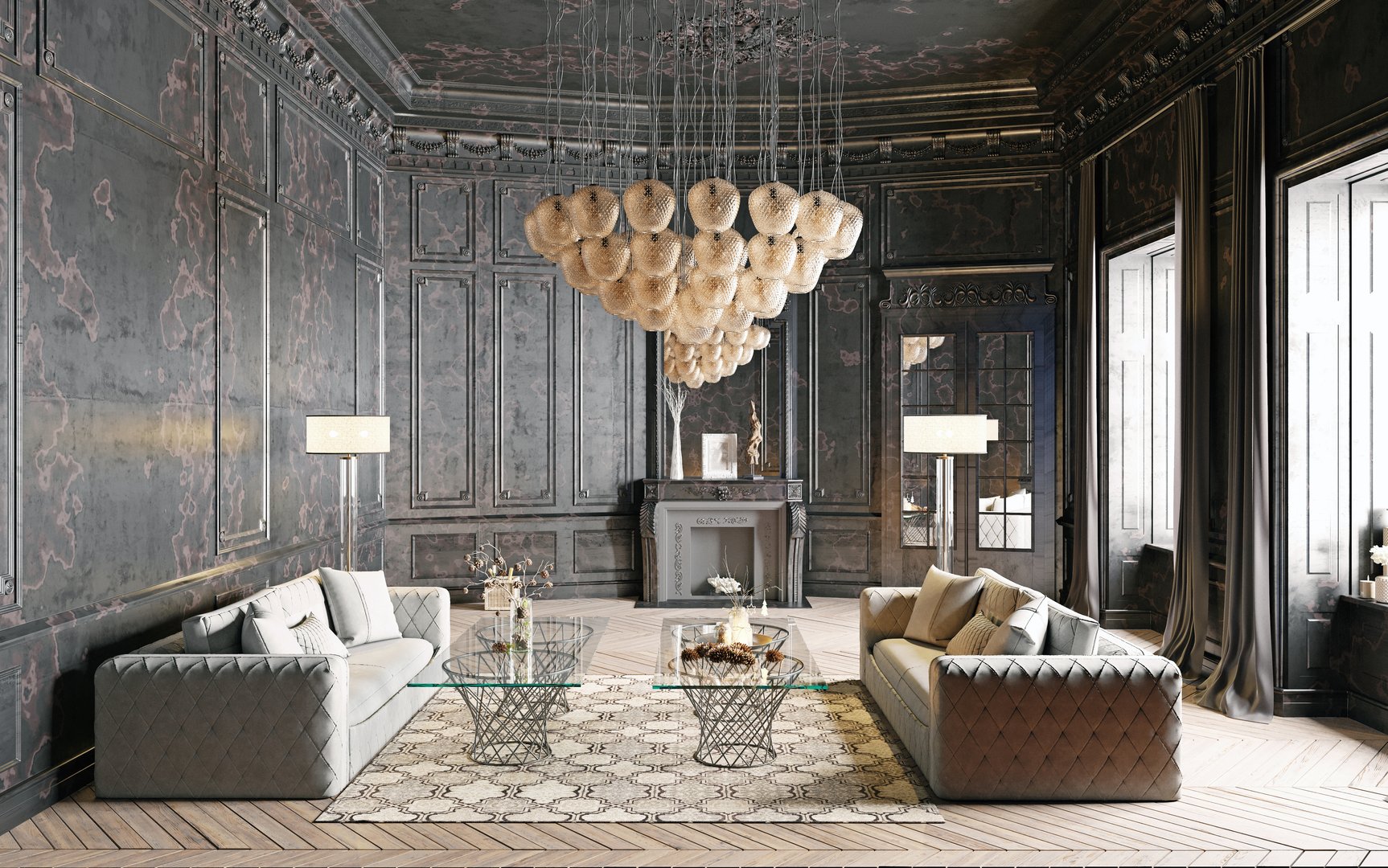 Elegant living room with Persian rug - professional rug cleaning services in Sandy Springs Atlanta