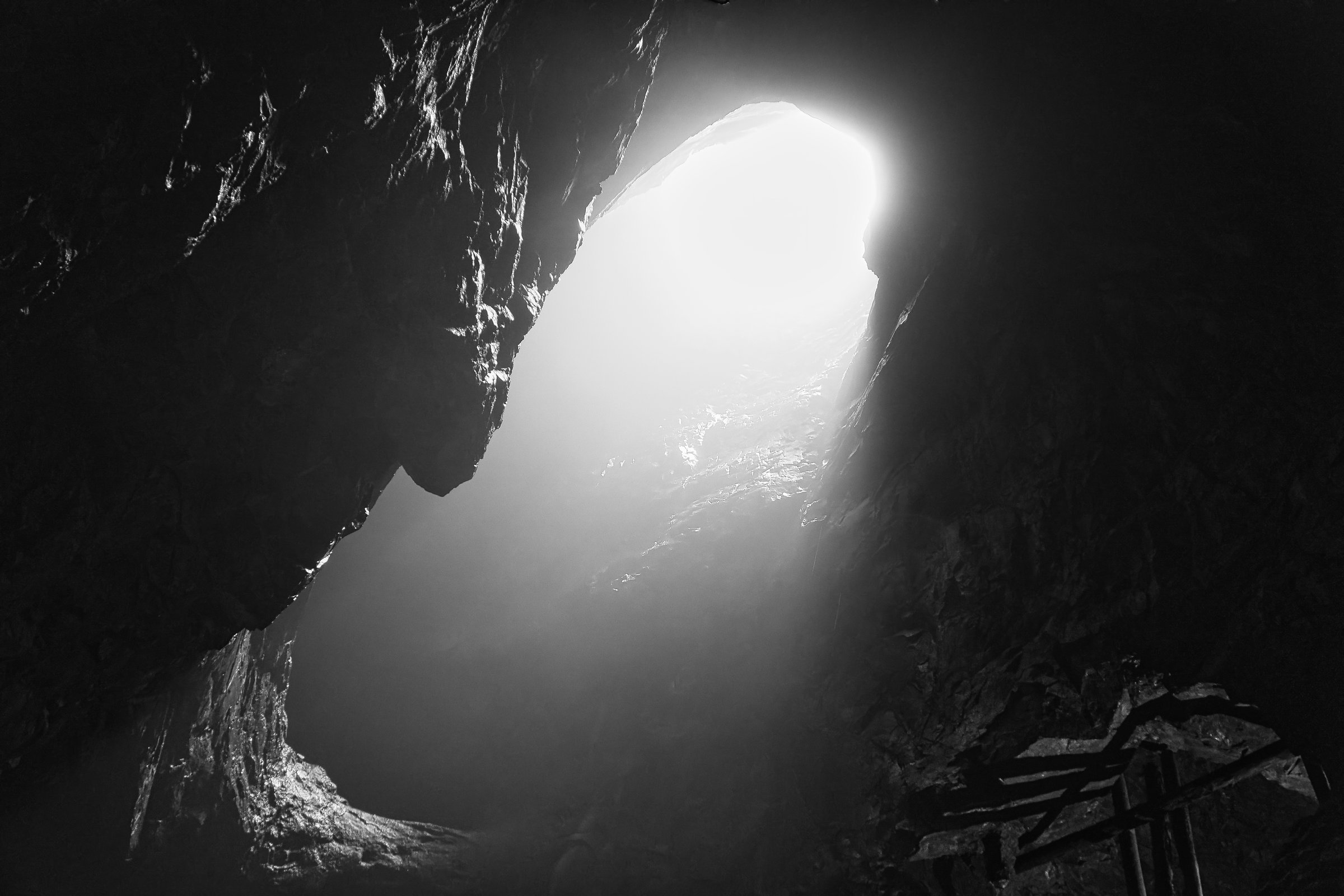 Rock cave with light