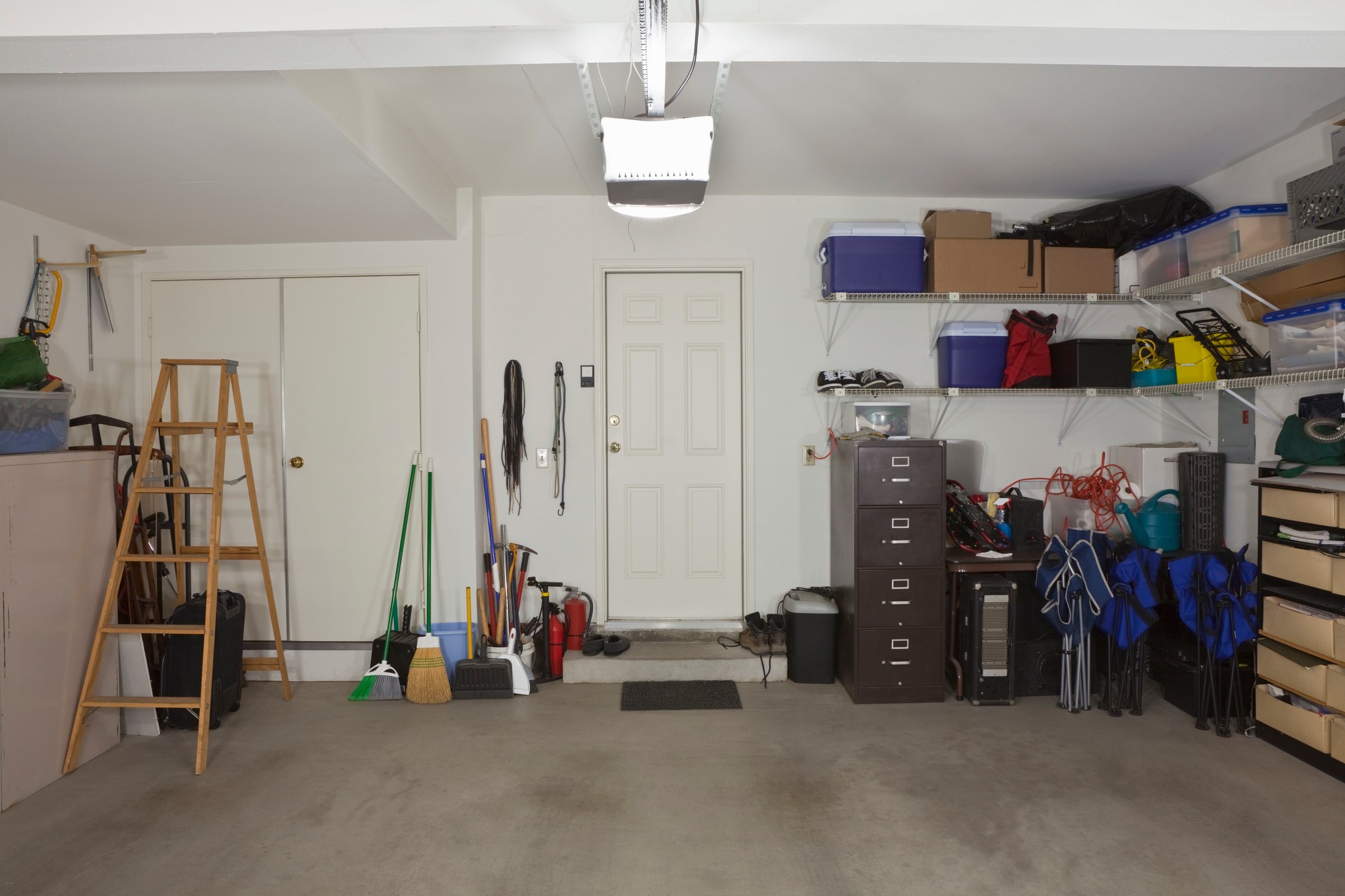 Common two car garage in a modern suburban home.