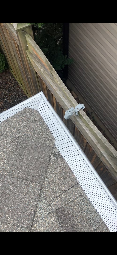 Gutter guard corner view installation