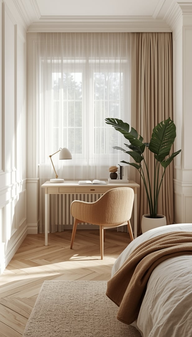 Kompakt skrivebord ved vinduet