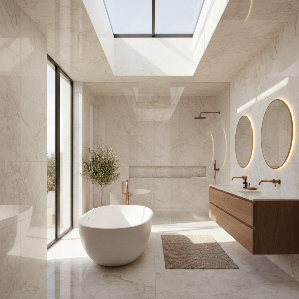 Modern bathroom with glass shower