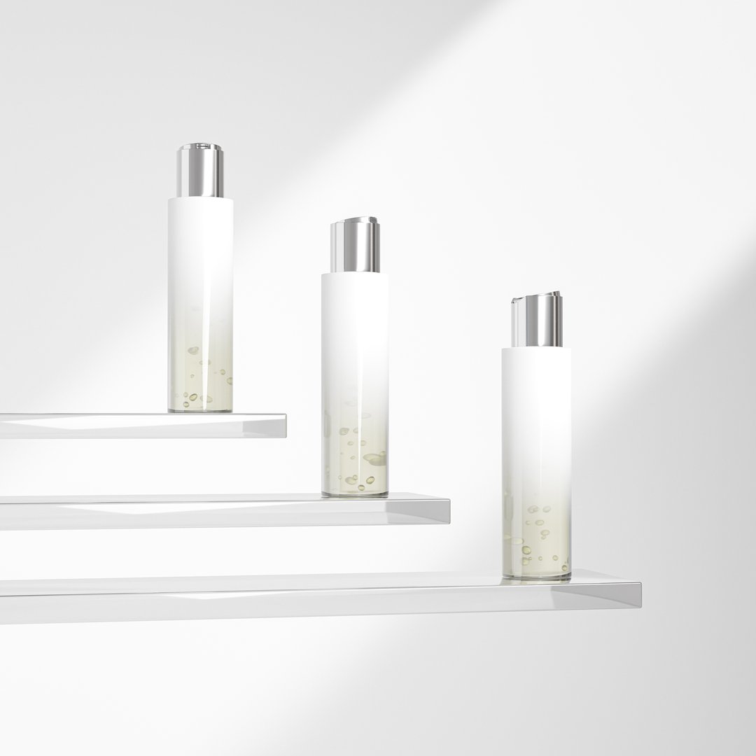 luxury cosmetic plastic bottle with disk top flip cap mockup, metallic flat disk cap shampoo packaging, round skincare container, cylindrical shape squeeze bottle, slim cylinder shape bottle