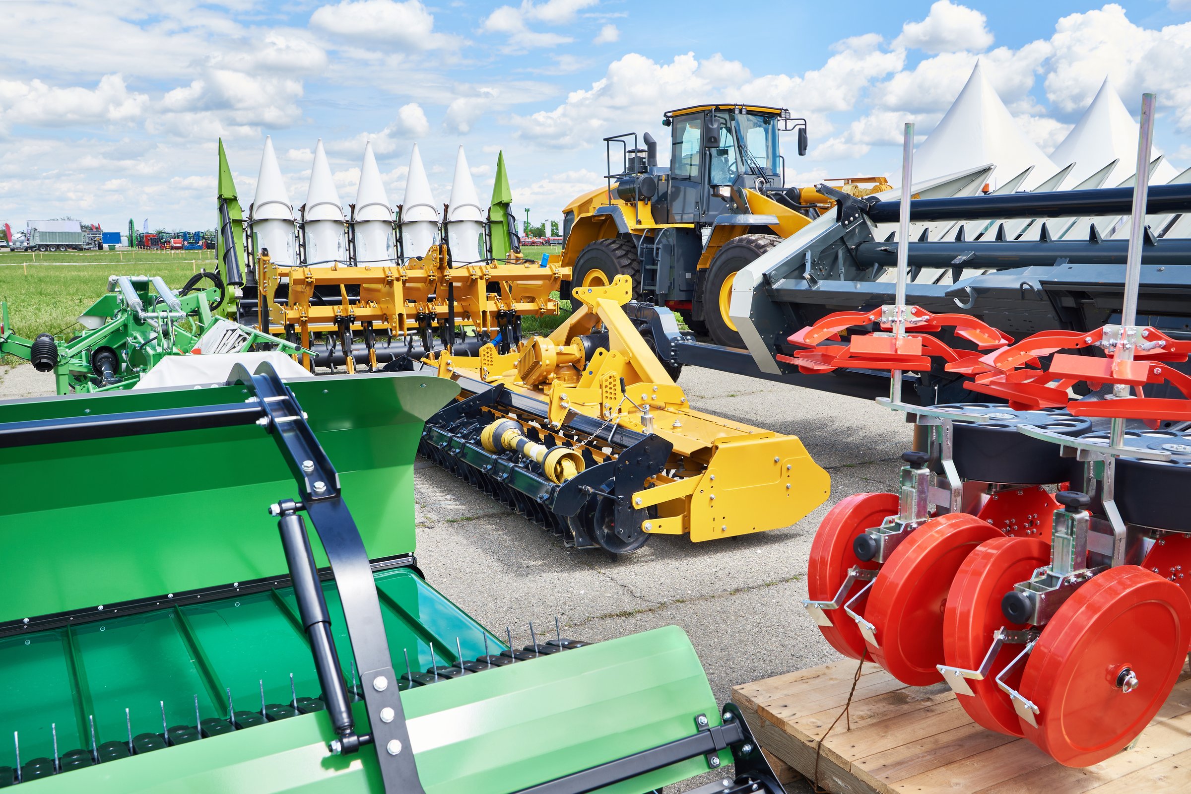 Agricultural machines on industrial exhibition
