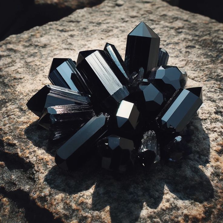 Black Tourmaline crystal with protective energy emanating mystical aura