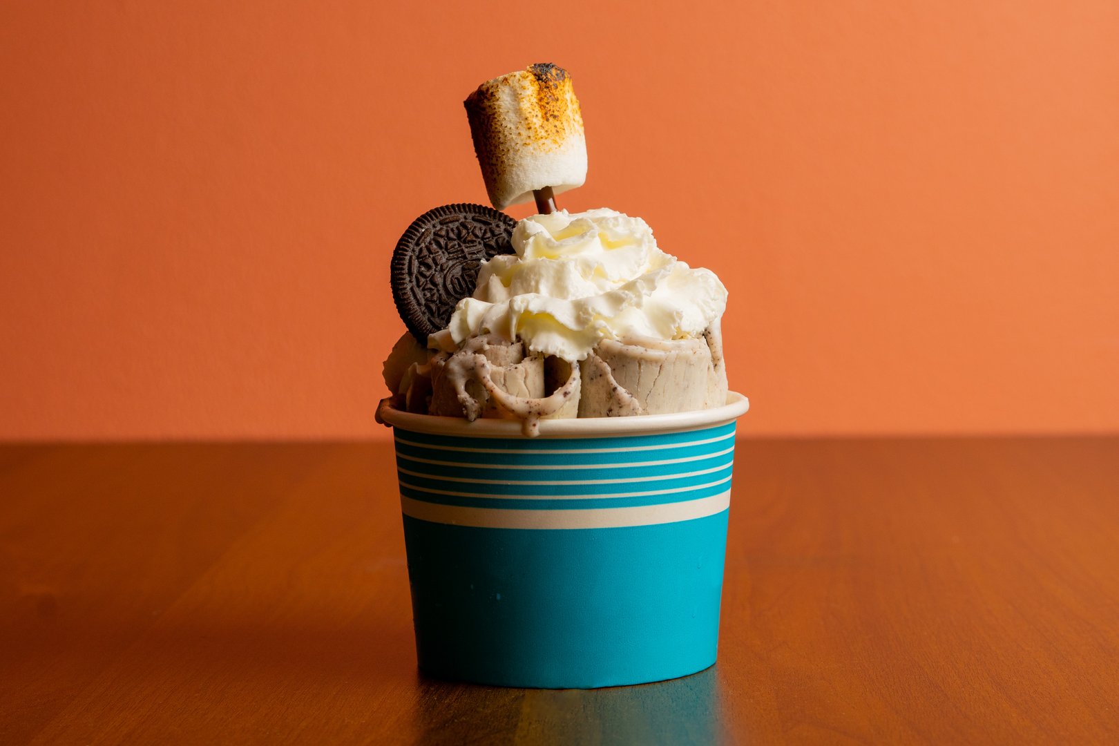 cookie rolled ice cream sundae