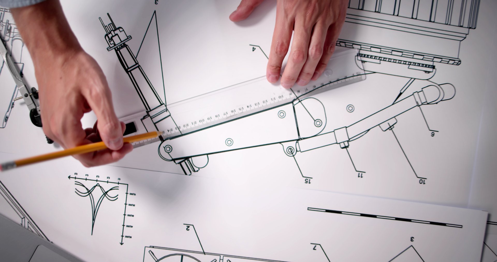 Design Industry And Development. Machine Blueprint At Factory. Scheme Document