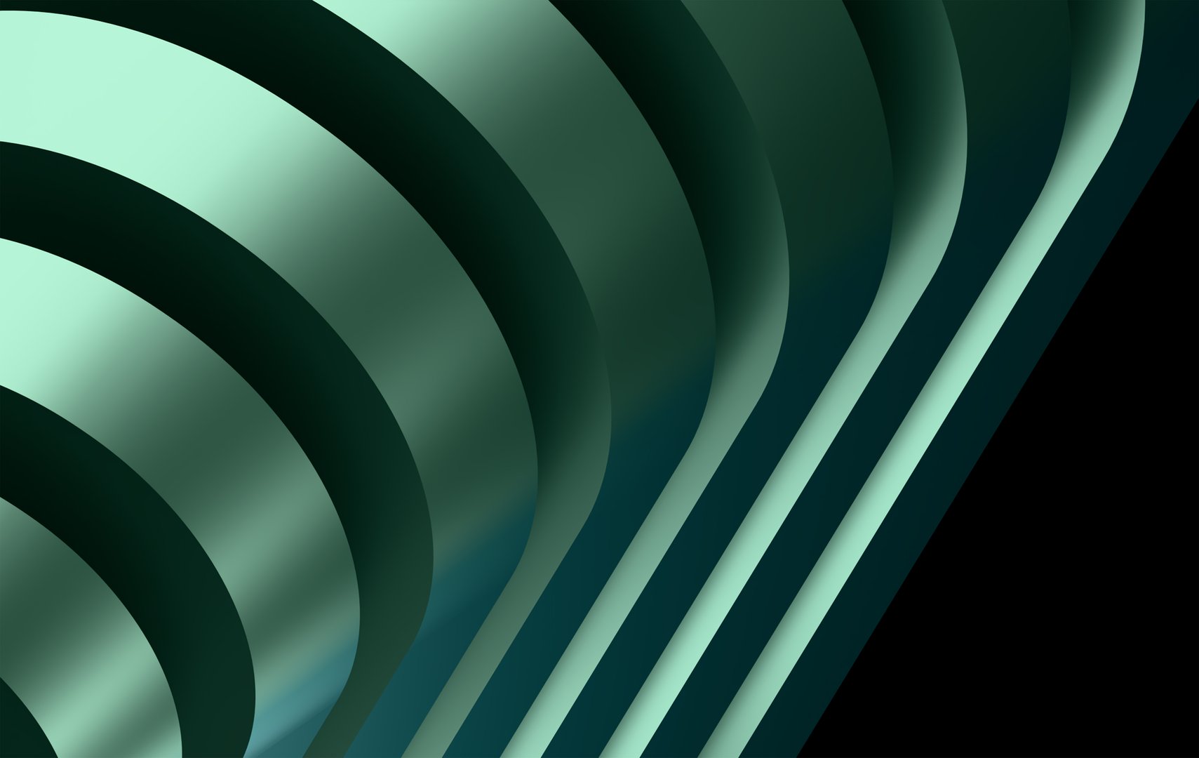 Abstract 3D Curved Lines in Emerald Green and Teal Gradient - Modern Digital Art Background for Corporate Design