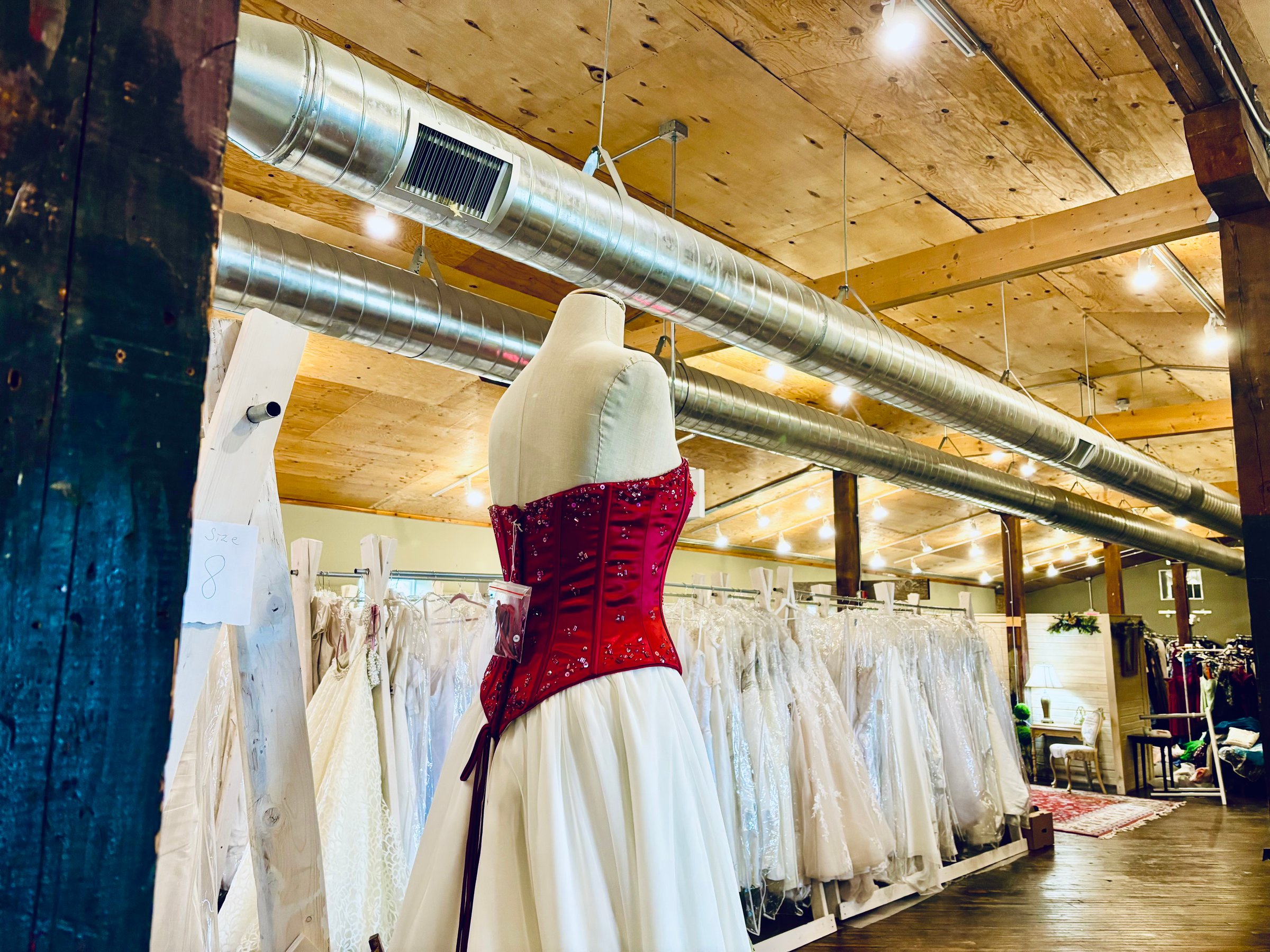 Bridal boutique gown display