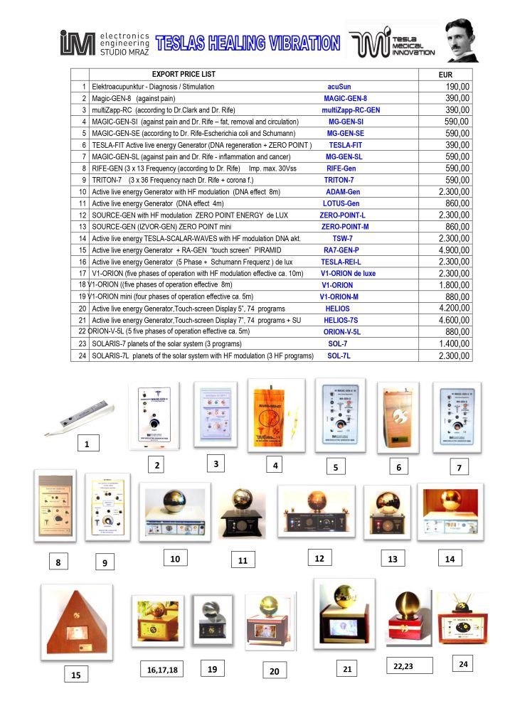 Cenik storitev Tesla Terapije