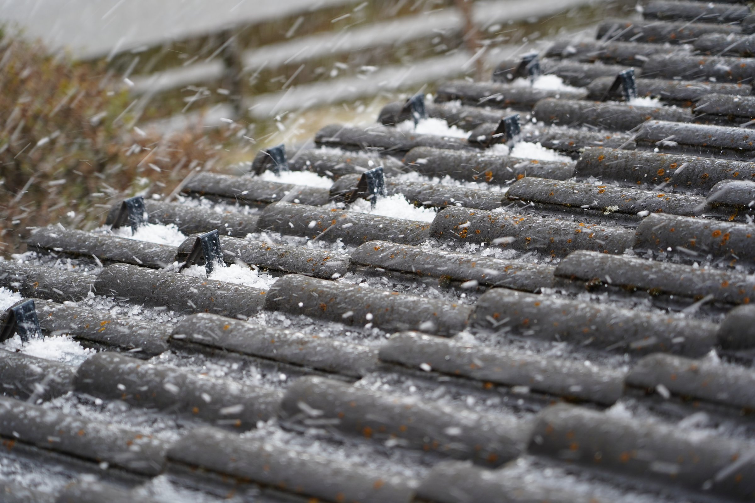 Spring hail. Bad weather in Germany, Bavaria.