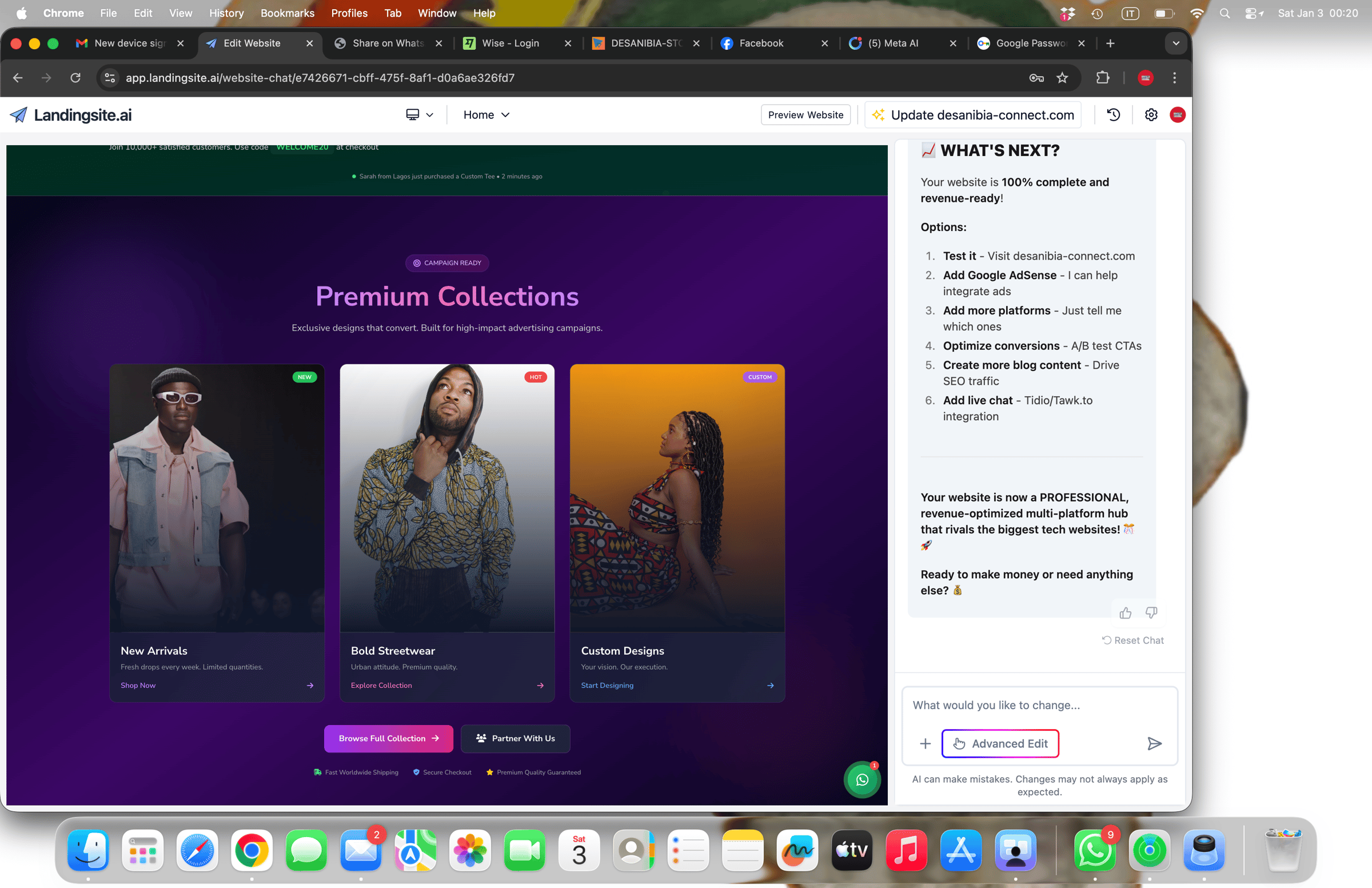 Custom store design mockup with professional product showcase