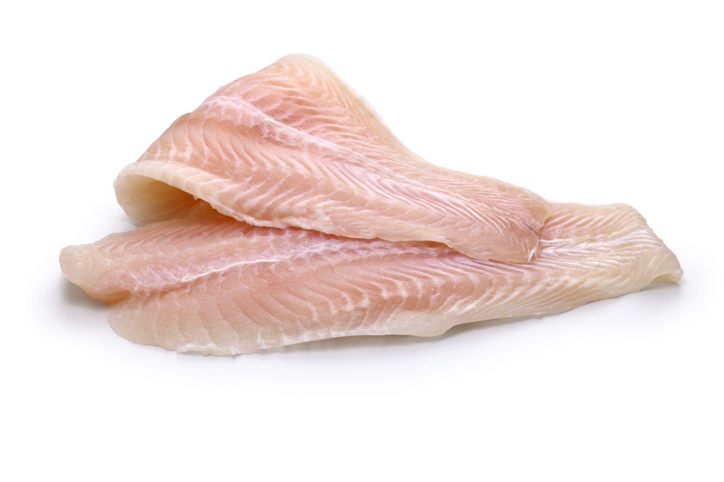 basa fish fillets isolated on white background