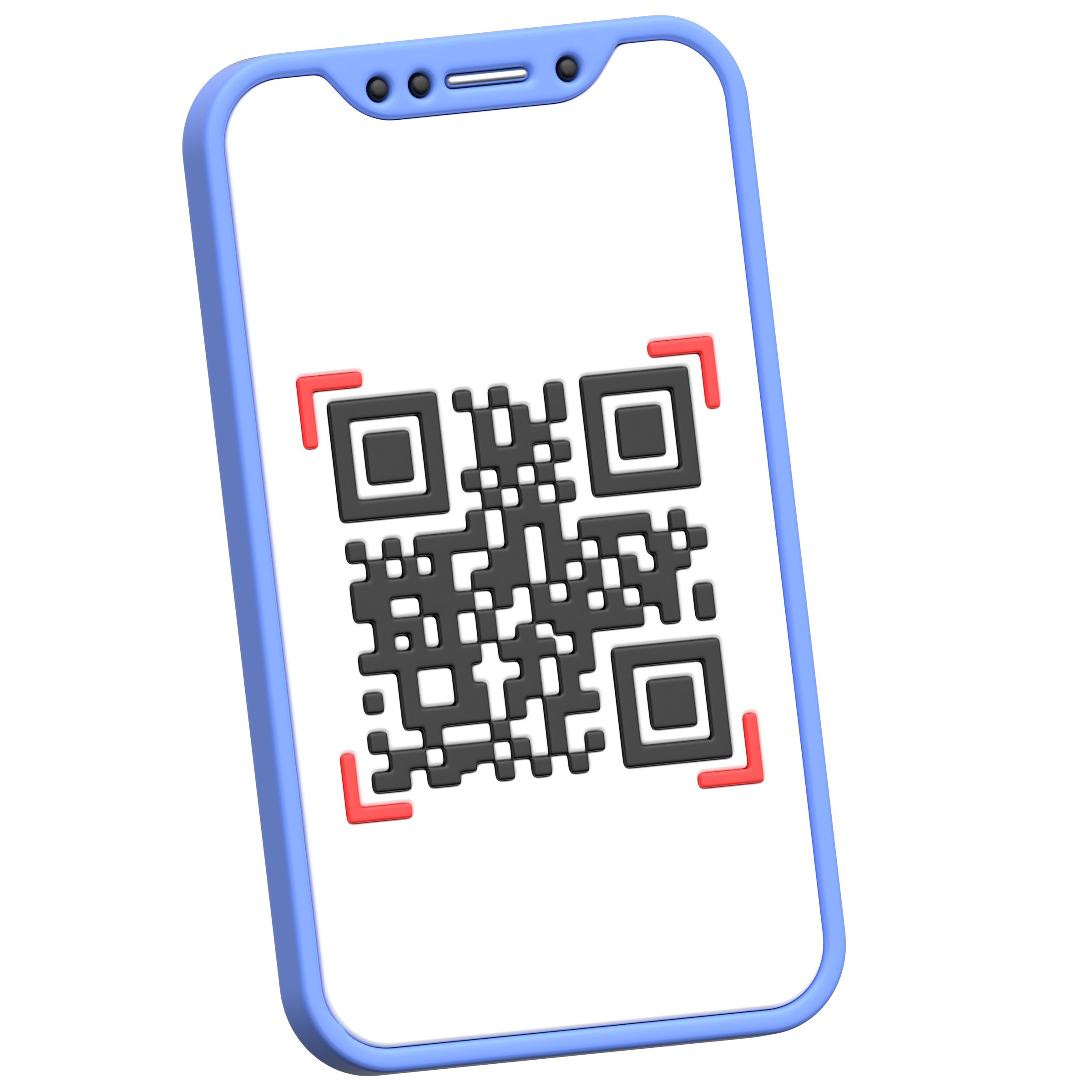 A modern and detailed 3D icon featuring a smartphone displaying a QR code on its screen. This icon is perfect for representing mobile payments, digital transactions, scanning, linking to websites, app downloads, and contactless services. It is an ideal visual asset for fintech, technology, e-commerce, and marketing designs.