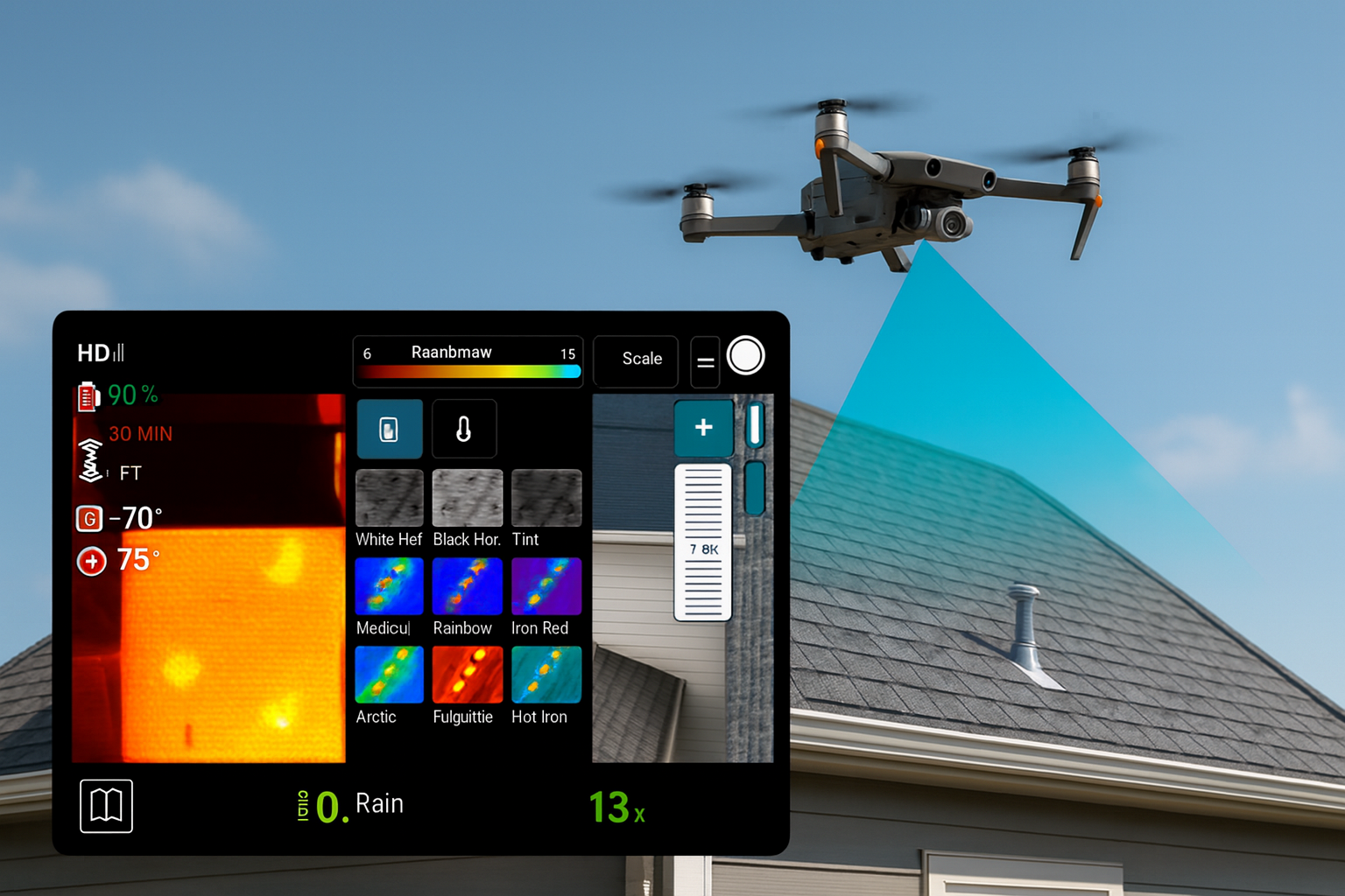 Professional thermal drone roof inspection