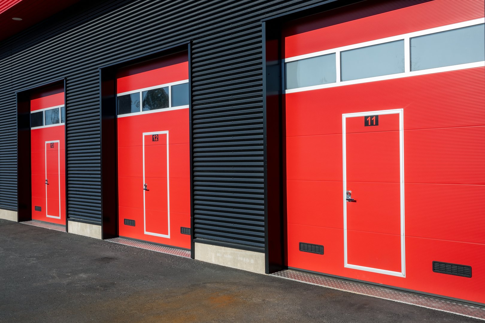 red self storage units doors exterior