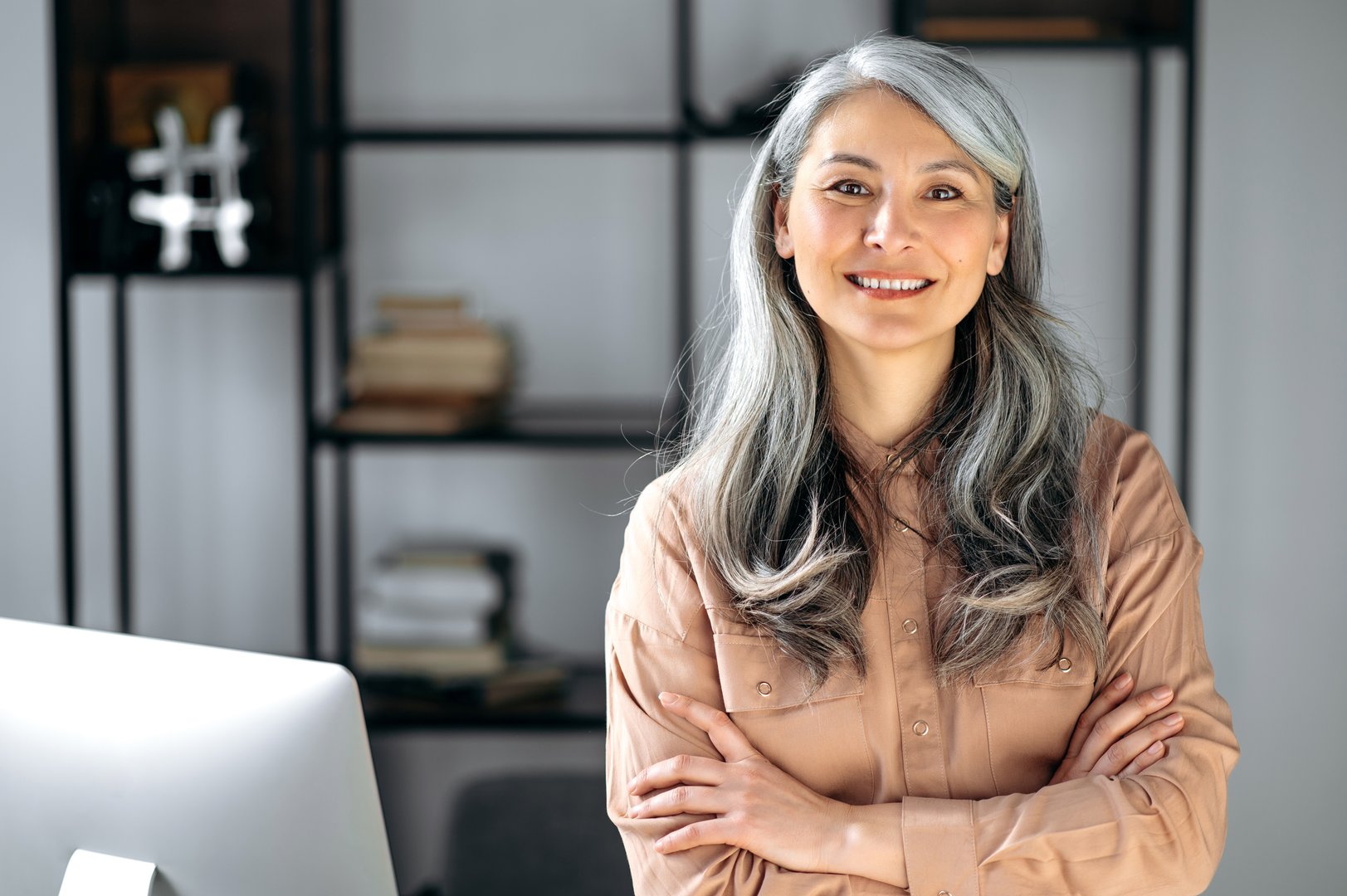 Portrait of a successful confident mature gray-haired lady, business woman, ceo or business tutor from sugarfree.space - health and wellness expertise