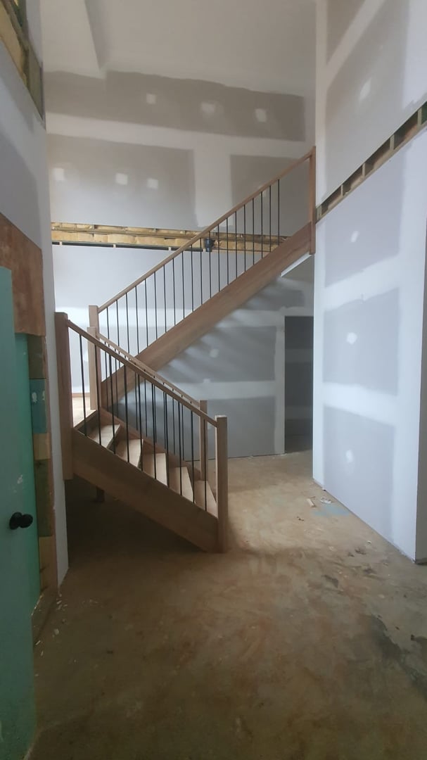 Stairs staining project assessment and planning phase showing initial condition