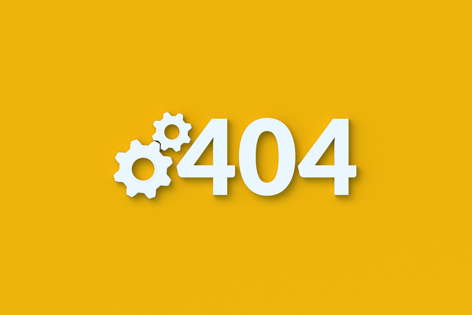 Lost connection concept. Nothing not found. System maintenance. Something went wrong. Website problem. Service error. Mistakes and troubles. Numbers 404 near gears. 3d render