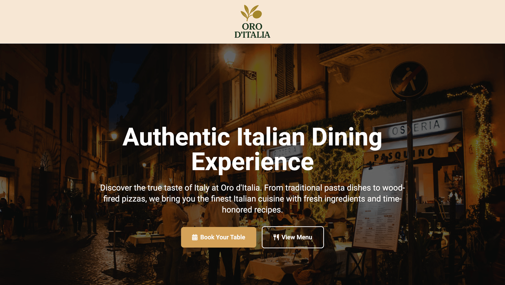 Restaurant Website Screenshot