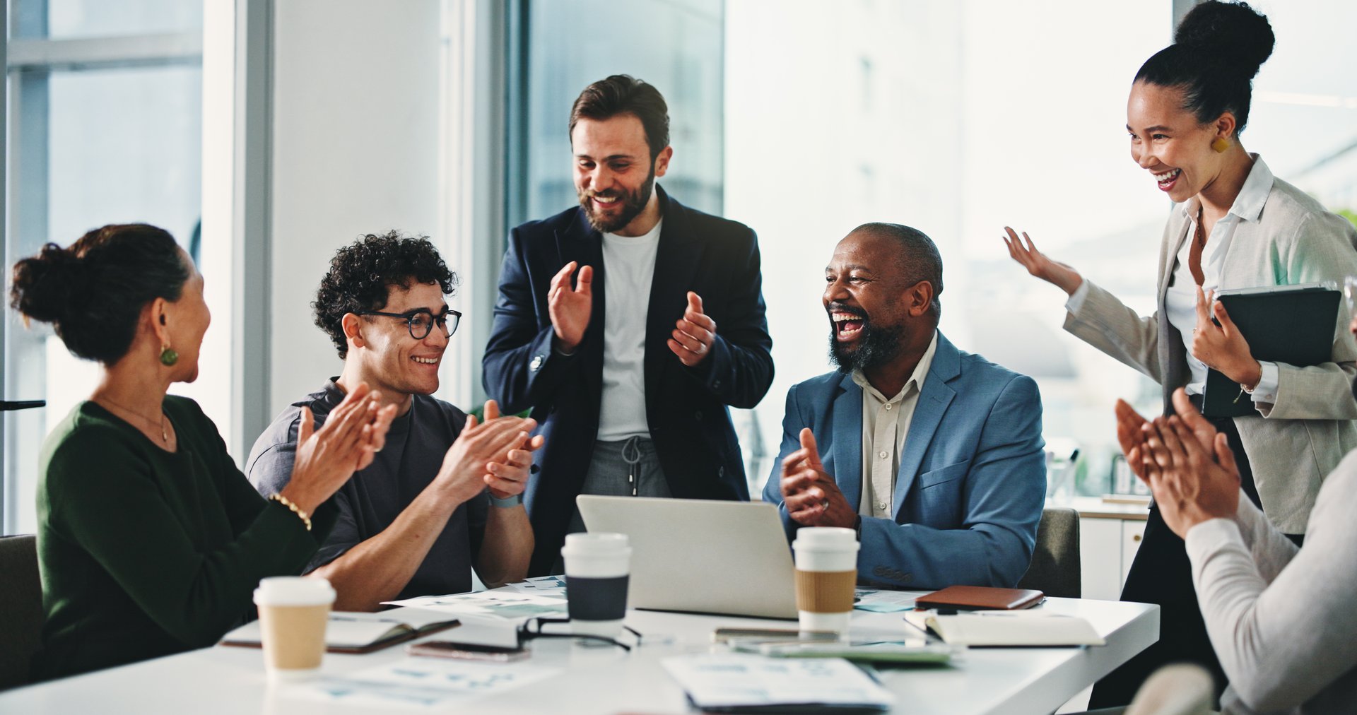 Business team celebrating success