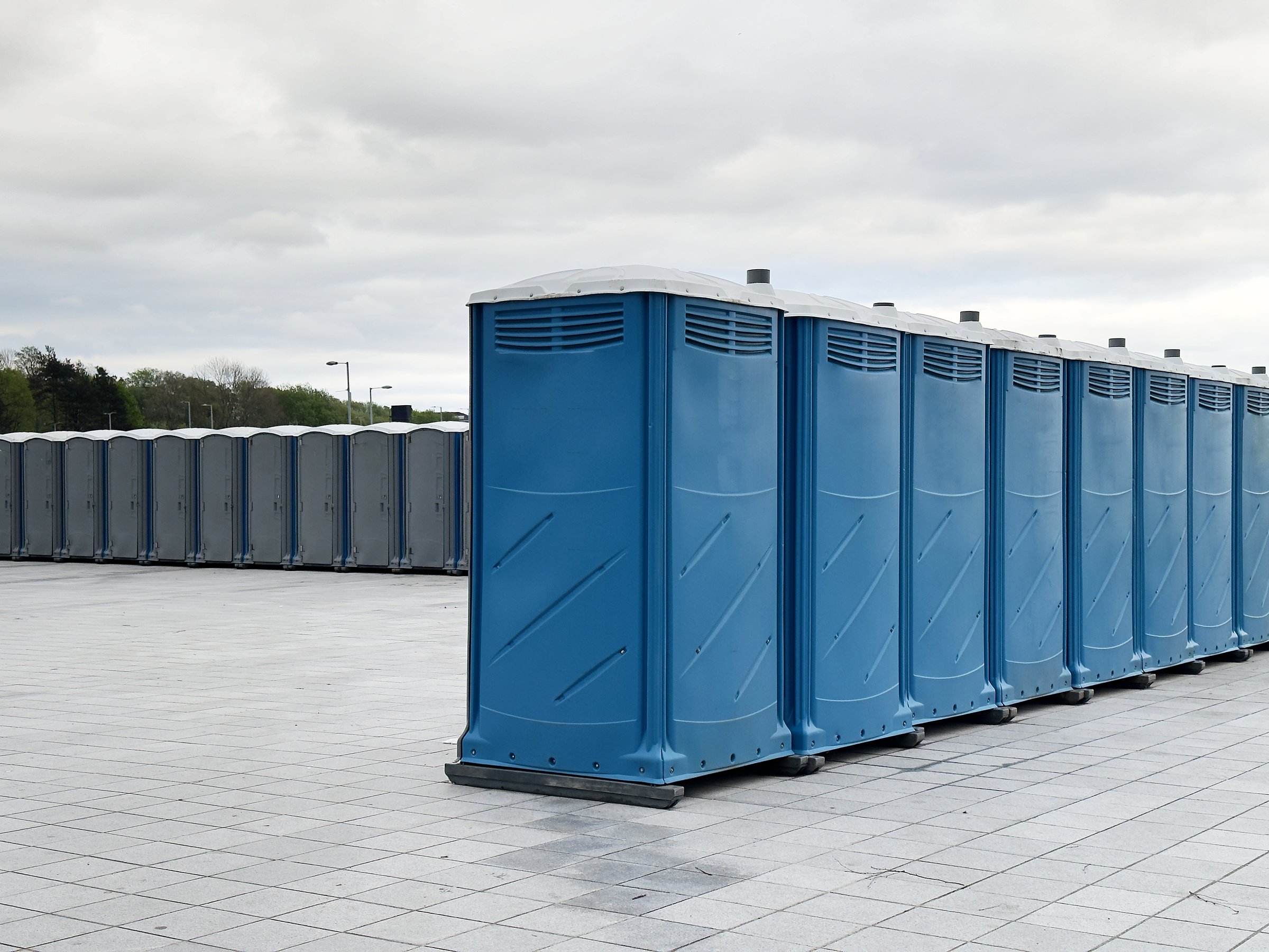 Portable toilet at outdoor festival event UK