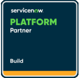 ServiceNow Platform Partner badge displaying Partner and Build on a dark background with green and white text.